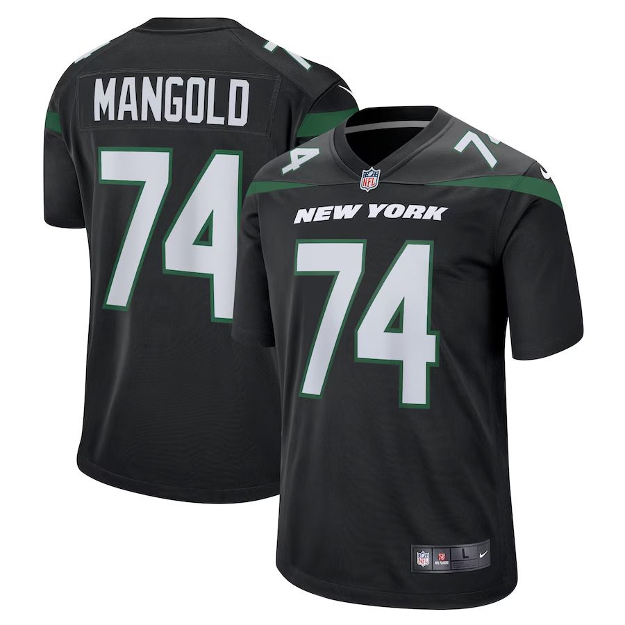 Men New York Jets 74 Nick Mangold Nike Black Retired Player NFL Jersey
